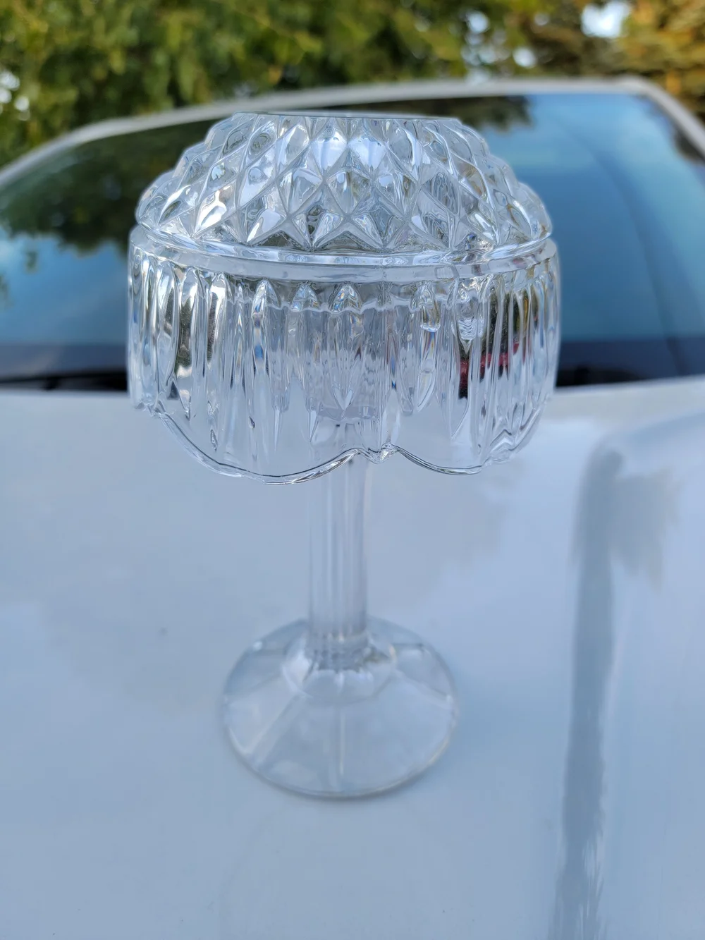 Vintage Shannon Crystal by Godinger 24% Lead Crystal Pedestal Fairy Lamp